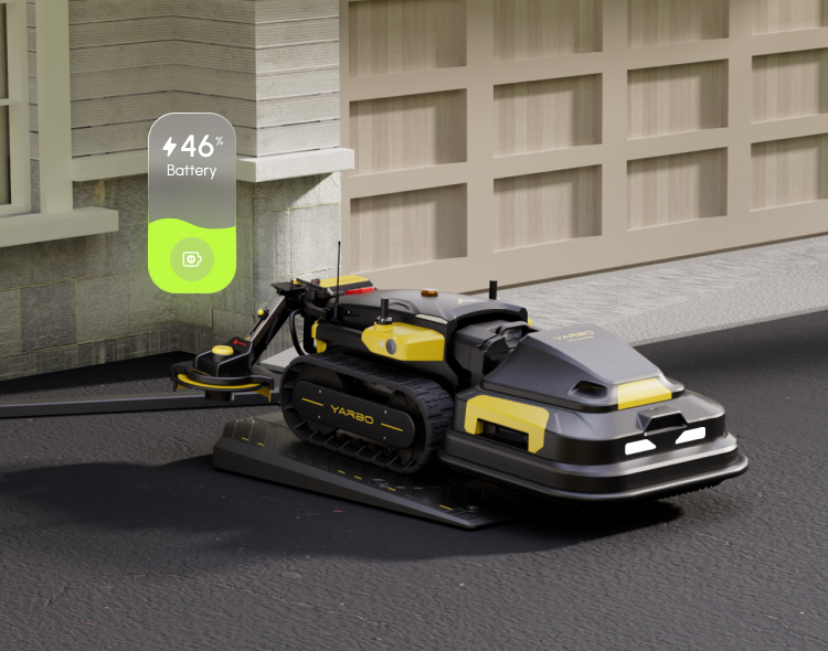 Yarbo self charging on its docking station 