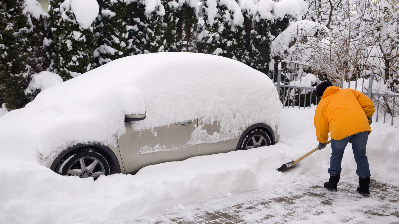 Shoveling show in winter 
